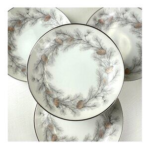 Elegant Sango Sierra Pines Salad/Soup Bowl EUC in Japan Vintage 7.5 in Platinum